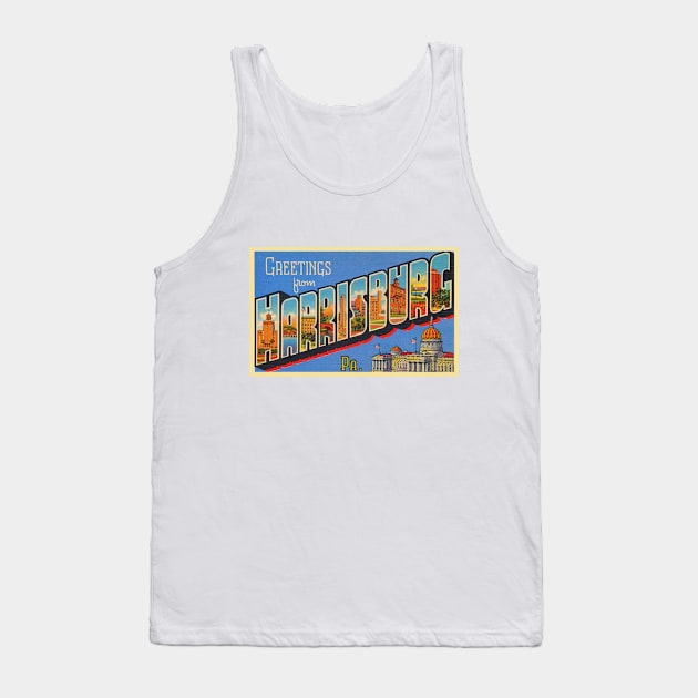 Greetings from Harrisburg Pennsylvania - Vintage Large Letter Postcard Tank Top by Naves